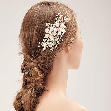 Amazon Com Deniferymakeup Dainty Bridal Floral Hair Comb Wedding