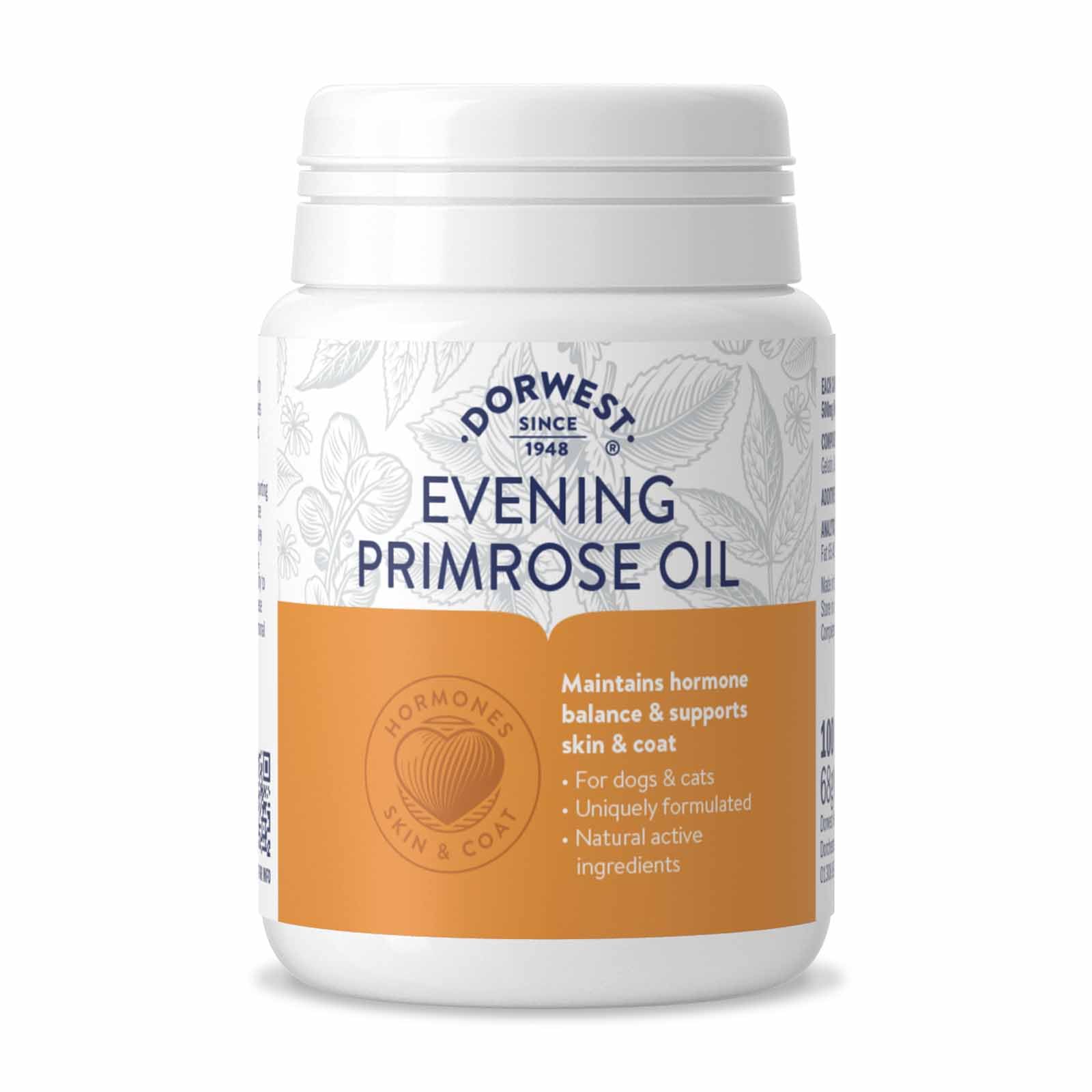 Dorwest Herbs Evening Primrose Oil Capsules for Dogs and Cats 100 Capsules