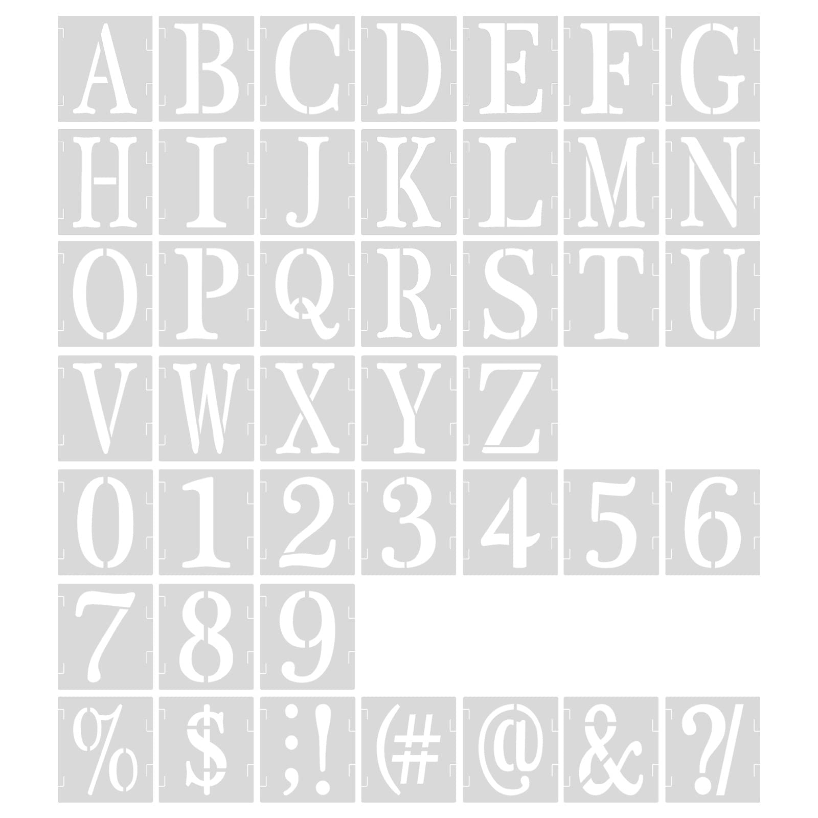 AIEX 43pcs 2 Inch Letter & Number Templates - Reusable Plastic Uppercase Letter Stencils for Scrapbook Painting DIY Craft