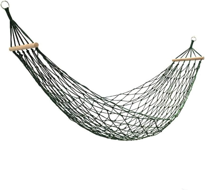 Swing Seat Single and Double Nylon Rope Mesh Hammock with Short Wooden Sticks, 2-Person Woven Double Hammock/Swing for Backyard Outdoor Kids Tree Swing(Fitness)