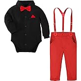 A&J DESIGN Baby Boys Suits Infant Gentleman Formal Wedding Suspenders Outfit with Bowtie