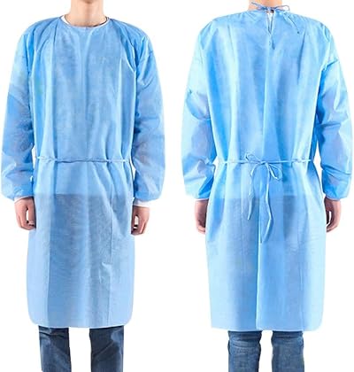 Alloyseed Adult Disposable Isolation Gowns Pack of 10 Blue Protective Long