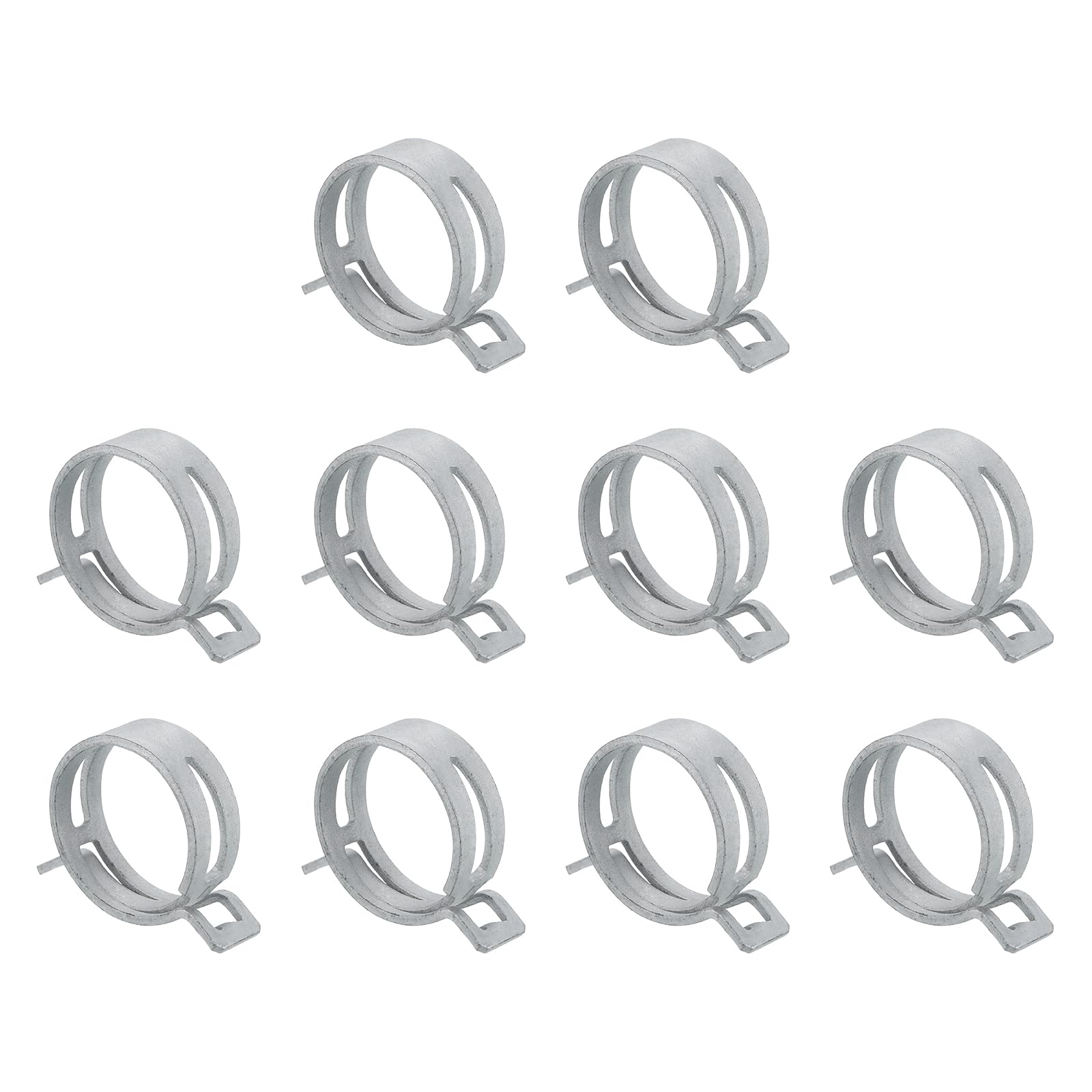 Sourcingmap 10Pcs Spring Band Type Action Fuel/Silicone Vacuum Hose Pipe Clamp, 34mm Low-Pressure Air Spring Hose Clip Clamp for Automotive Oil Pipe Water Pipe, Silver
