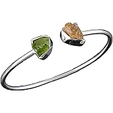 Natural Raw Citrine Peridot Cuff Bracelet, Healing Crystal Cuff Bracelet, Bangle Bracelet, Rough Gemstone Bracelet, Jewelry For Woman