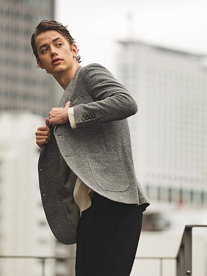 Amazon アバハウス Abahouse ジャケット スーツ Recency Of Mine ラッセル調 ニット ジャケット メンズ グレー 44 S コート ジャケット 通販