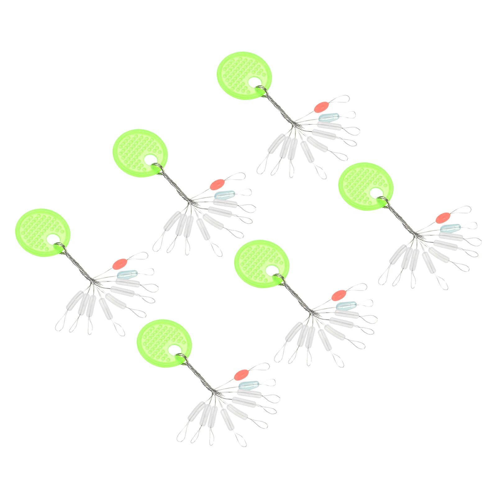 PATIKIL 0.27x0.08 Fishing Rubber Bobber Beads Stoppers, 270 Pieces 9 in 1 Float Sinker Stops Cylinder Shape M Size for Fishing Line, Transparent