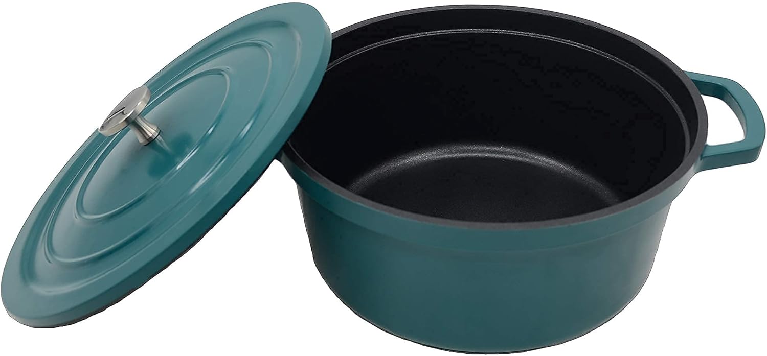 swiflon 5-QT Cast Aluminum Dutch Oven Casserole Skillet Cookware Pots Pans Saucepans Stockpots Nonstick Pot Braiser Pans with Lid: Kitchen & Dining