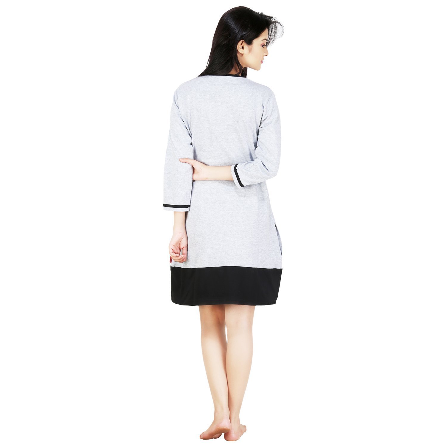 nite flite heather grey panel nightie for women