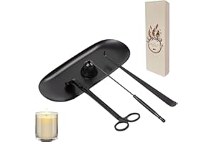SHANDERBAR Candle Wick Trimmer, Candle Snuffer,Candle Storage Tray Plate, Wick Dipper,4 in 1 Candle Accessories with Gift Package,Great for Candles Lovers