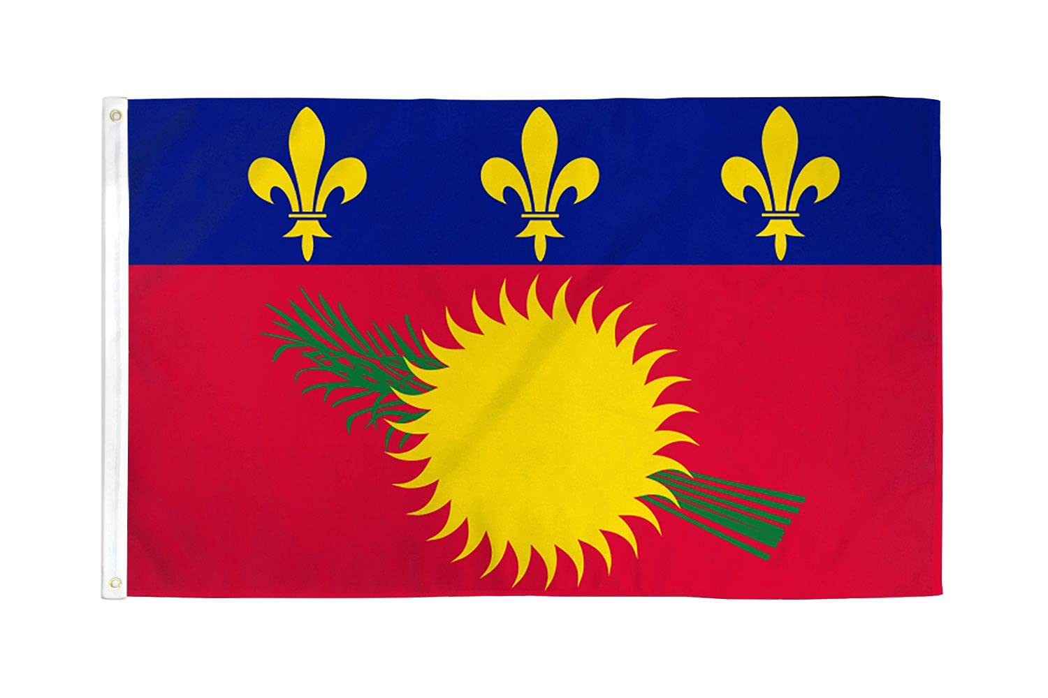 AZ FLAG - Guadeloupe Flag - 2x3 Ft - 100D Polyester French Region Of Guadeloupe Banner with Two Metal Grommets - Fade Resistant - Vivid Colors - 2' x 3' Feet - 90x60 Cm