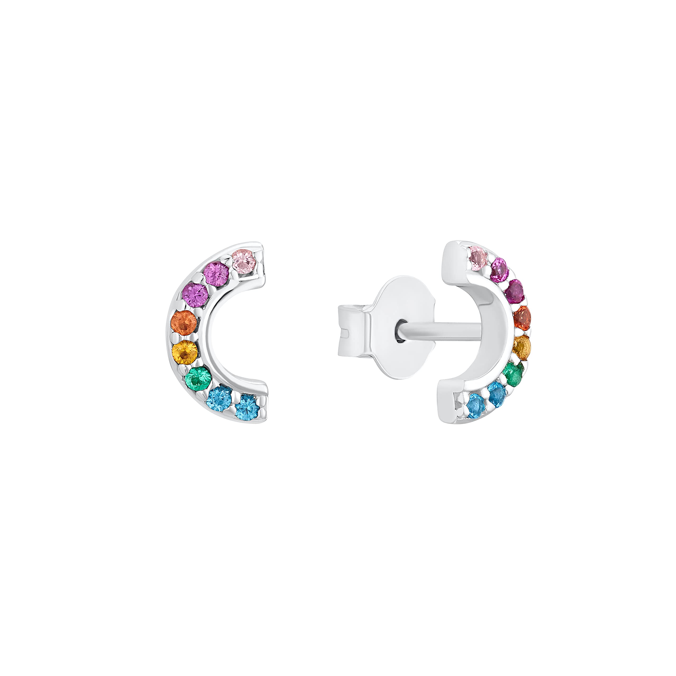 s.Oliver Stud earrings Girl's Kids Ear jewelry, with Zirconia synth., 0,4 cm, Multicolor, Rainbow, Comes in jewelry gift box, 2031533