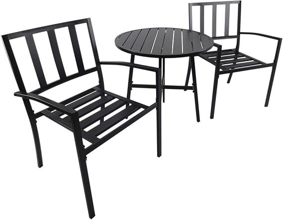 Outsunny 3PCs Outdoor Metal Bistro Set 2 Metal Chairs & 1 Coffee Table