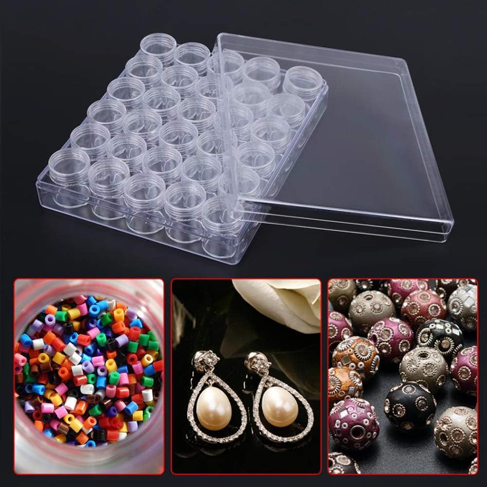 Saniswink-Portable Mini Refillable Empty Spray Bottle,30 Jars Plastic Transparent Nail Art Rhinestone Storage Box Jewelry Organizer