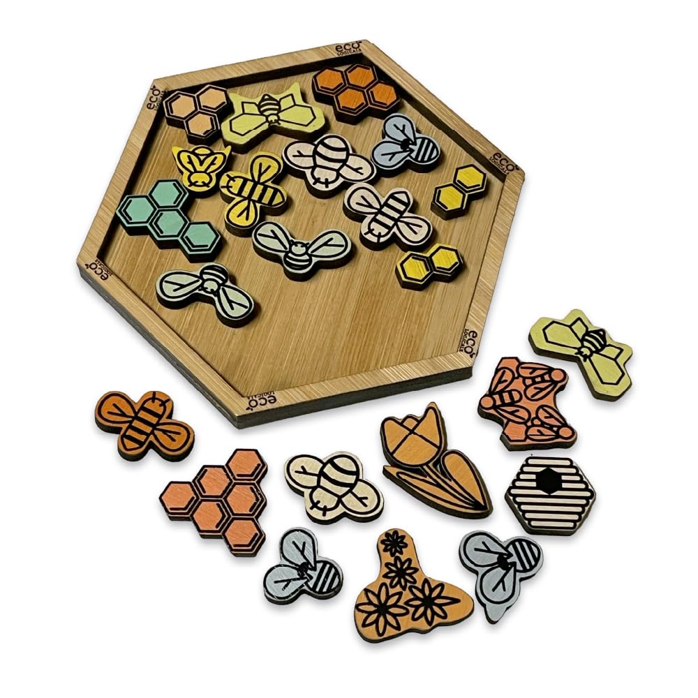 Project Genius Bumble Jumble Bamboo Puzzle, Natural Colors (Green, Yellow, Brown)
