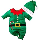 Hifot My First Christmas Baby Girl Boy Romper Newborn Clothes Long Sleeve Jumpsuit + Hat Infant Outfits Set
