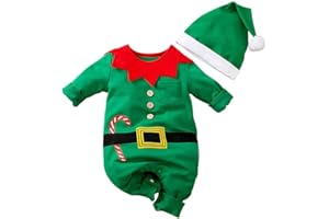 Hifot My First Christmas Baby Girl Boy Romper Newborn Clothes Long Sleeve Jumpsuit + Hat Infant Outfits Set