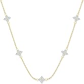 Dainty Clover Choker Necklace for Women | 18K Gold Plated Lucky Four Leaf Jewelry | Cubic Zirconia Trendy Gifts for Her