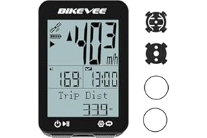 Bikevee GPS Bike Computer Wireless with Auto Start/Stop & Auto Backlight, IPX7 Waterproof Bicycle Odometer MPH KM/H, 2.4" LCD Cycling Speedometer & Tracker