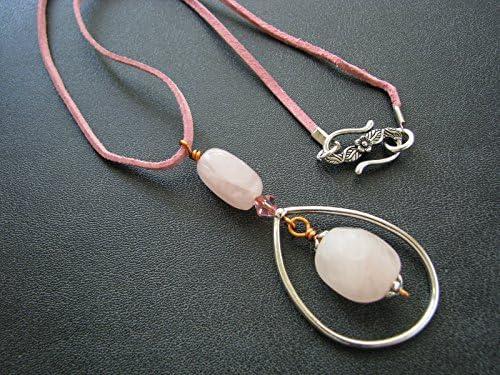 Raw Rose Quartz Necklace Pendant Pink Natural Stone Handcrafted Gemstone Statement Jewelry