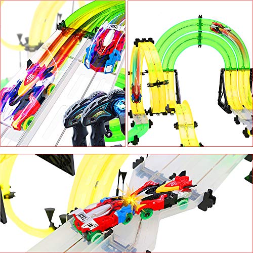 Racing Track Car Toys, 171pcs 38.7ft DIY Rail Car Race Track Set 2 Cars 2 Remote Controller, Build Your Own 3D Super Track Car Playset, Birthday Party Festival Gift with Free Assembly for Children - Thumbnail 2