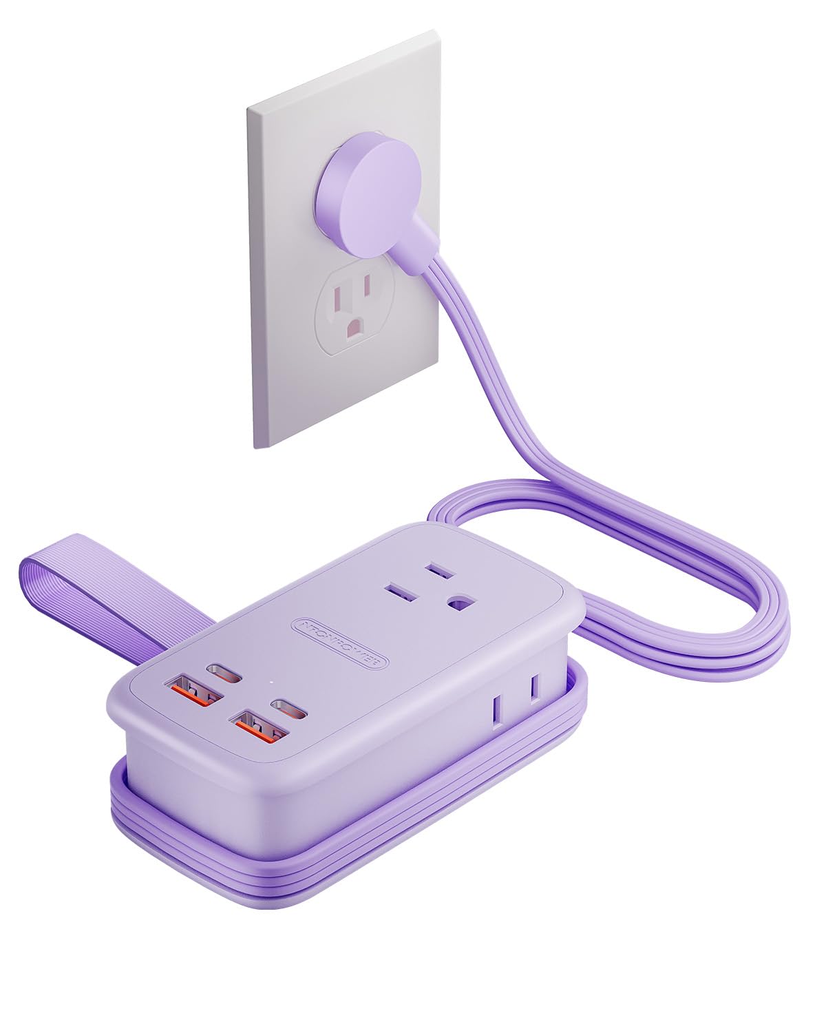 NTONPOWER GAN Ultra 65W USB Fast Charging Station, 7 in 1 Travel Power Strip with 3 Outlets 4 USB (2 USB C), Extension Cord 4ft, Cruise Essentials Compatible with MacBook, iPhone,Purple Image