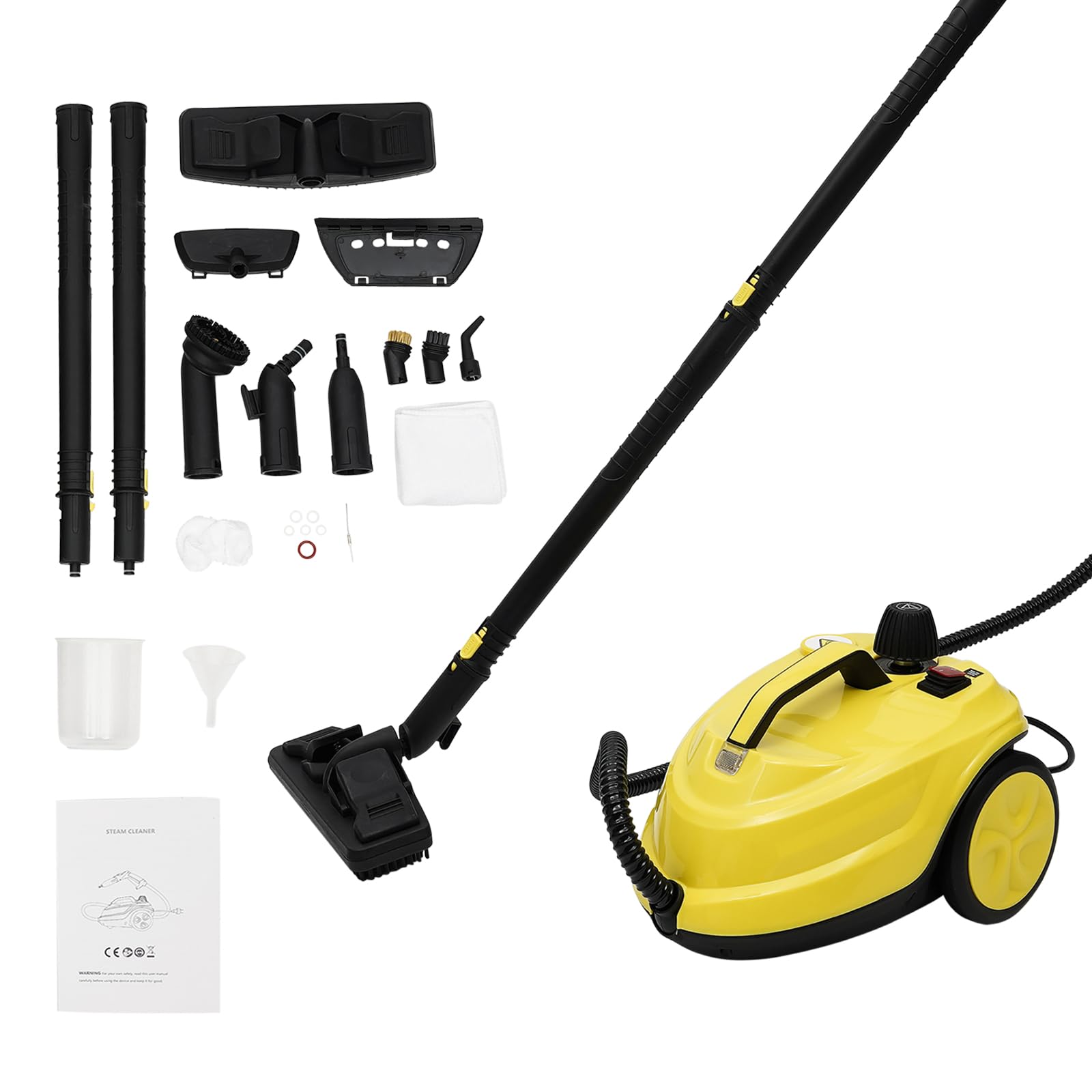 Photo 1 of 2000W Steam Cleaner, High Pressure Steamer for Cleaning, Portable Handheld Steam Cleaners w/Caster & 360° Rotating Brush, Steam Cleaning Machine for Home, Car & Kitchen (Yellow)