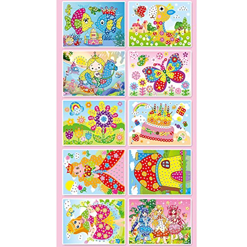 Alician Funtoy for 10 Pcs 3D Crystal Mosaics Sticker Creative Art Sticker Intelligent Development Toys Christmas Birthday Gift (Random Send)