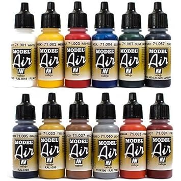 Airbrush Farben 12 X 17 Ml Vallejo Model Air Basis Metallic Farben Set Airbrushfarben Weihnachtsgeschenkladen