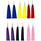 ASMITA 6 Pairs Charm Long Tassel Drop Earrings Handmade Bohemia Tassel Dangle Earrings for Women