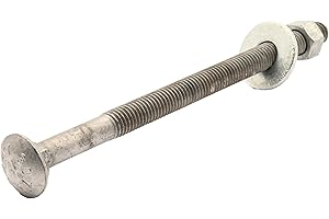 1/2" x 8" (25 Sets) Hot Dipped Galvanized Carriage Bolt Kit for Exterior Use, Includes (25 Each) USS Flat Washers and (25 Each) Hex Nuts, Commercial Grade A 307, 6" of Thread - by Fastener Depot