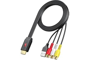 Neoteck RCA to HDMI Converter 60cm/2ft AV to HDMI Cable Supports 16:9/4:3 Aspect Conversion Built-in RCA Cable for Game Conso