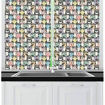 Amazon Com Ikea Pair Of Window Curtains Set Of 2 Black Cats Faces