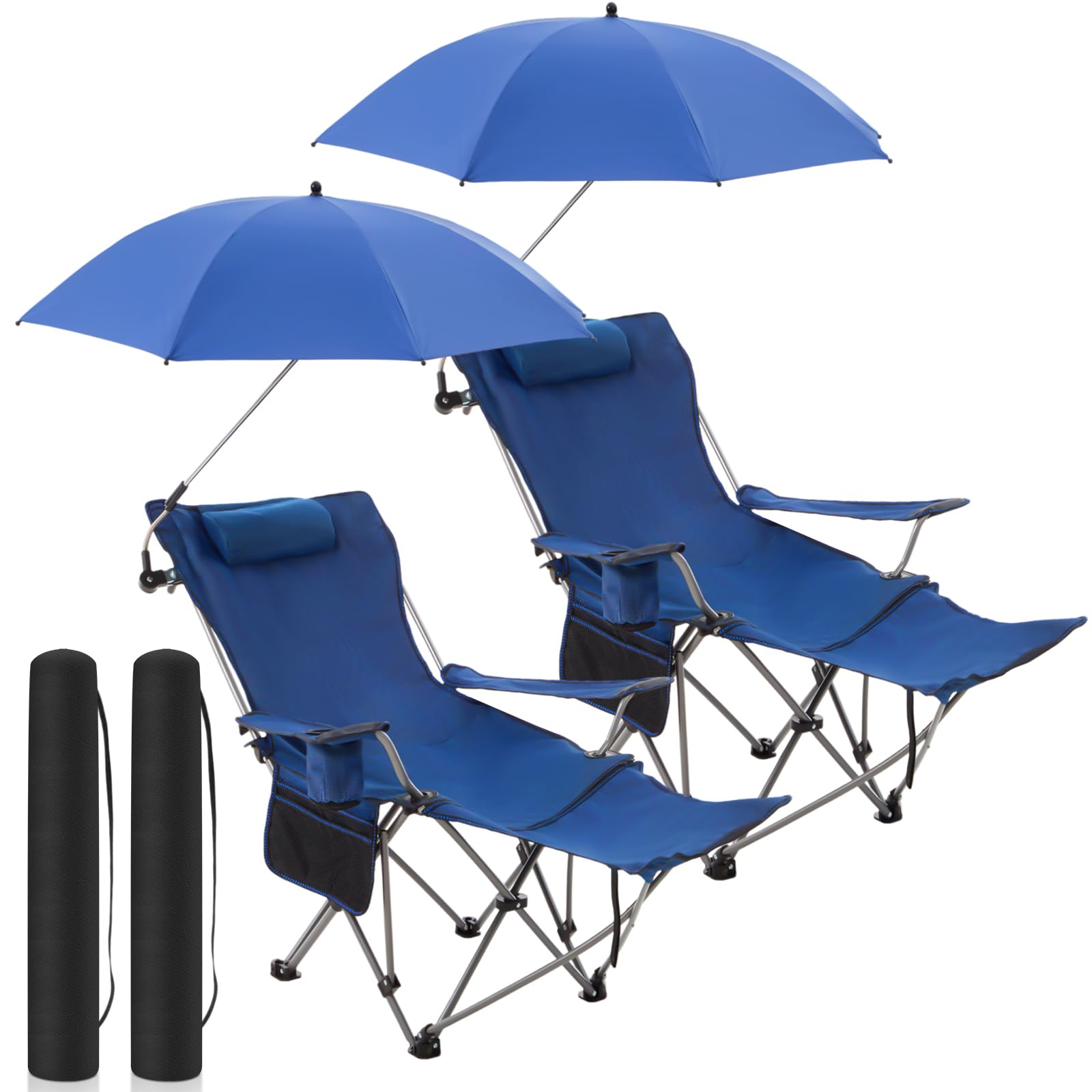 Yuntau 2 Set Reclining Camping Chair with Umbrella
