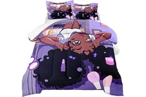 FJKJHKGJ African American Black Girl Twin Bedding Set, Twin Bed Comforter Sets for Girls Black Girl Magic Comforter Set Purple Twin Size Cute 2 Piece Quilt Set, 1 Comforter + 1 Pillowcase