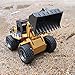 fisca RC Wheeled Front Loader Remote Control Bulldozer Truck 6 Channel 2.4G Alloy Vehicle Tractor Toy with Lights