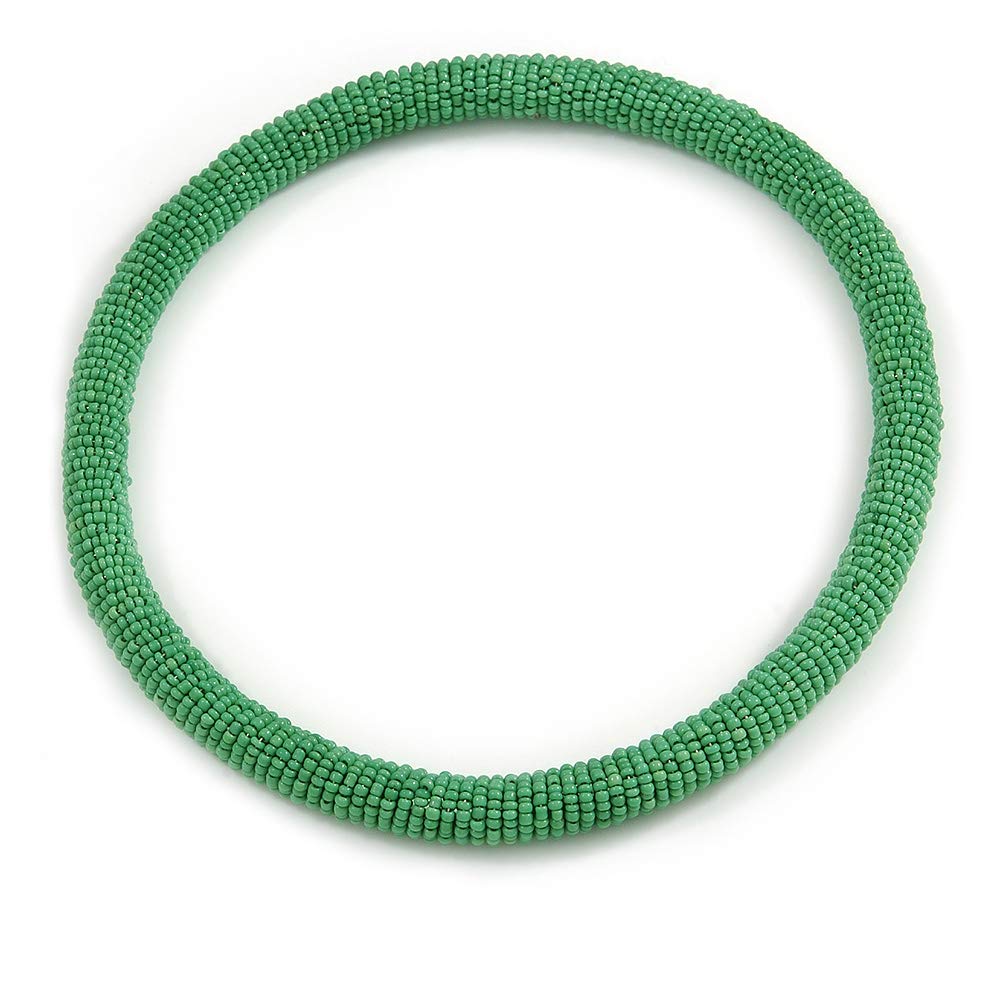 Avalaya Chunky Apple Green Beaded Stretch Choker Necklace/ 44cm L