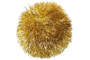 YYCRAFT 15pcs Jumbo Glitter Tinsel Pom Poms Sparkle Balls for DIY Craft,Cat Toys(2 Inch,Yellow)