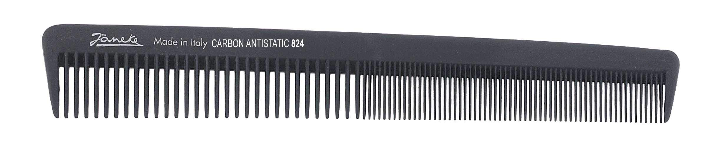 Jäneke Hair Cutting Comb 55824 Carbon Comb Approx. 19.5 cm Anti-Static Hair Comb Fine and Wide Tooth (824)
