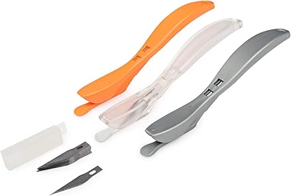 Amazon Foshio 3個 オレンジ 透明 灰色クリスマスラッピングペッパースリッター 車ラッピングラッピングカッター 替刃付き 安全カッターナイフ フィルム切り 封筒 壁紙 梱包用のプチプチ カーボンシート 文房具 オフィス用品 文房具 オフィス用品