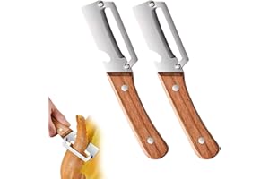oliwex Zero Snag Wooden Peeler, 2-in-1 Multifunctional Stainless Steel Peeler, Potato Fruit Pumpkins Kitchen Peelers with Bot