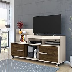 Furnishinings. Mesa de TV Rack Moderno para TV hasta 60" Centro de Entretenimiento disñeo Elegante (Off White - Savana)