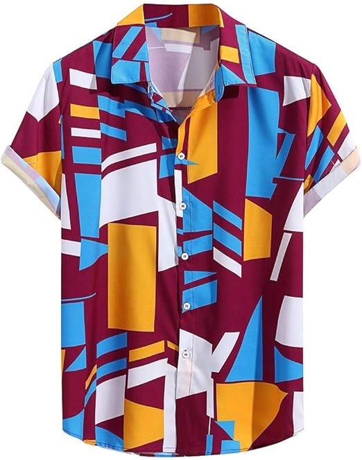 Willow S Hawaii Playera de Manga Corta para Hombre, Color de Contraste