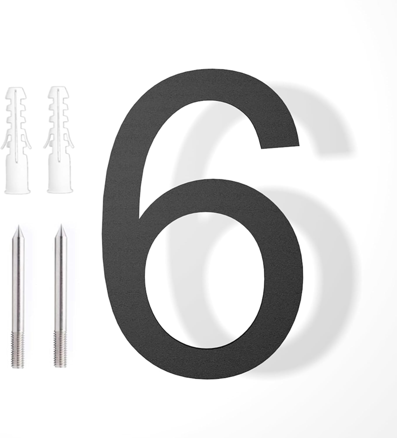 Address Signs - Black House Numbers 8 Inch, Door Number for House Door Outside Modern Metal Home Sign Large (Number 6)