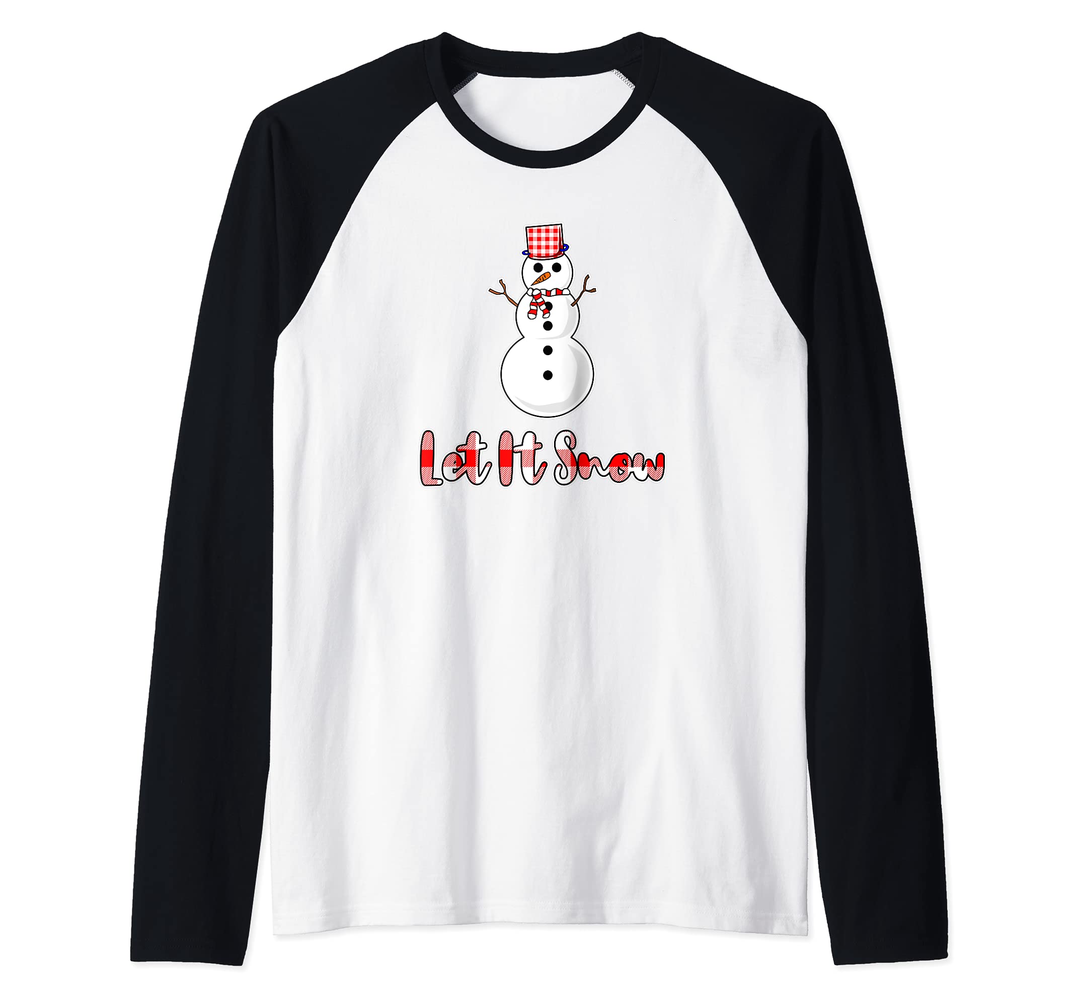 Let It Snow Buffalo Plaid Idea Design Raglan Baseball Tee