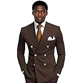 KSWYCT Mens Suit for Wedding 2 Piece Slim Fit Double Breasted Suits Men Tuxedo for Men V Neck Formal Business Suits for Party