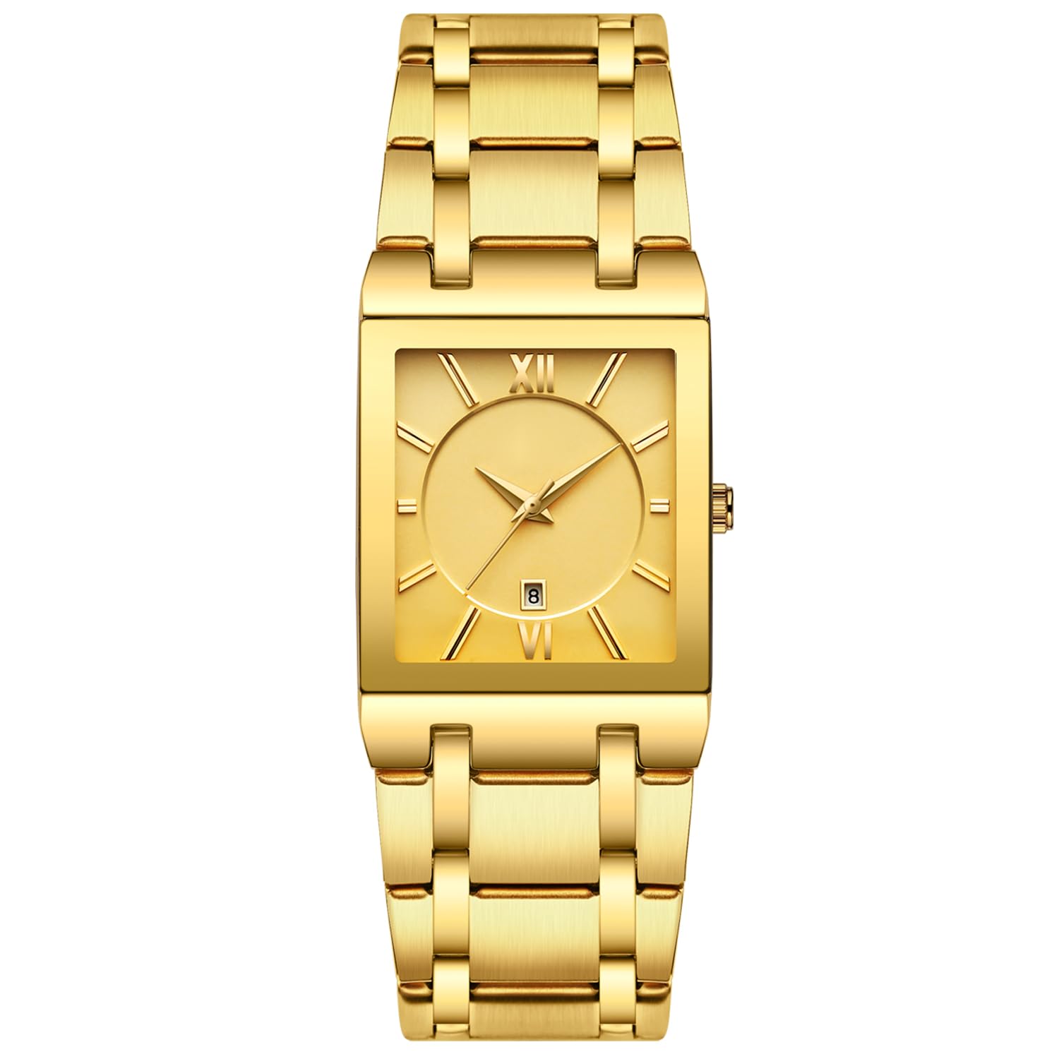 RORIOS Classic Watches Men Multifunction Watches Quartz Analog Watch with Calendar Stainless Steel Strap Fashion Men's Watch, Gold, Bracelet