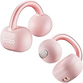 TOZO OpenEarRing True Open Ear Earbuds, Lightweight Comfort Open Ear Clip Wireless Earbuds, 40H Play Bluetooth 5.4 Headphones with Smart Digital Display Design Fit Sports Running, Workout Pink