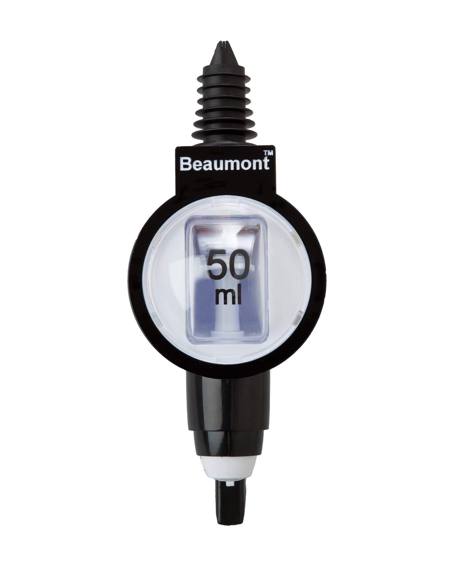 Beaumont Bar Optics 50 ml, Black & White, 50 ml Optics for Spirits, Tight Rubber Seal, Measurement Window for Monitored Dispensing, Use with a Wide Variety of Bottles, T416