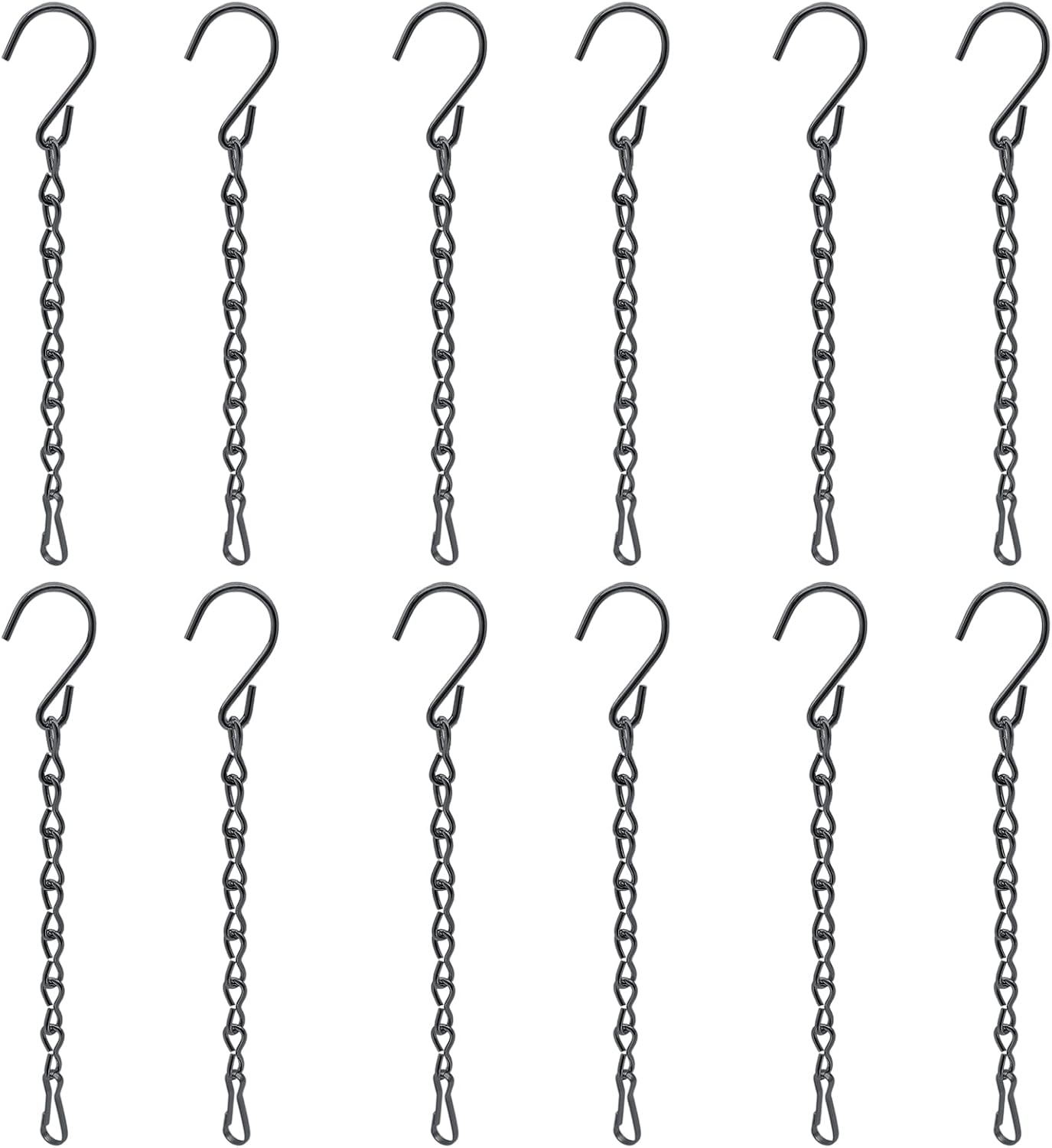Outdoor Hanging Brackets - BokWin 12PCS 9.5inch Hanging Chain Garden Plant Hangers for Bird Feeders, Billboards, Bird Houses, Planters, Chalkboards, Lanterns, Wind Chimes, and Decorative Ornaments(Black)