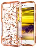 iPhone 8 Plus Case, HianDier Clear Glitter iPhone 7/8 Plus Protective Gel Case Pearl Foil Embedded Cute Case Shock Absorption Bumper Soft TPU Cover Case for iPhone 7 Plus & 8 Plus - Rose Gold